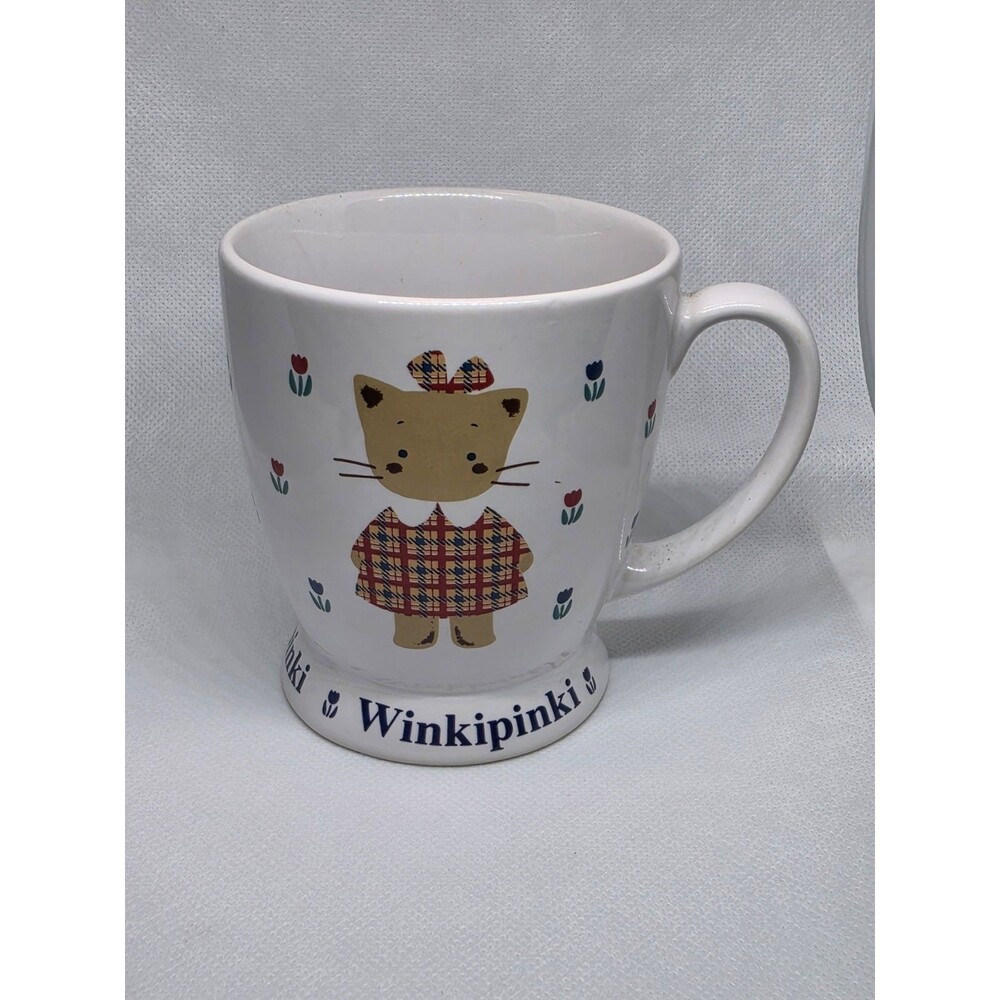 NIB Sanrio 1995 Winkipinki Cat Mug Cup Sanrio Co Ltd Thailand Rare HTF 90s